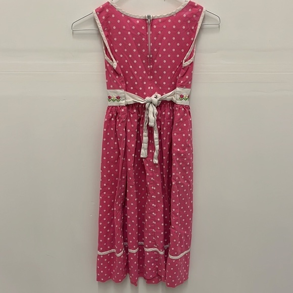 Vintage 100% Cotton Pink Polka Dot Sleeveless Dress Girls 8 Cottagecore Prairie - Picture 4 of 7